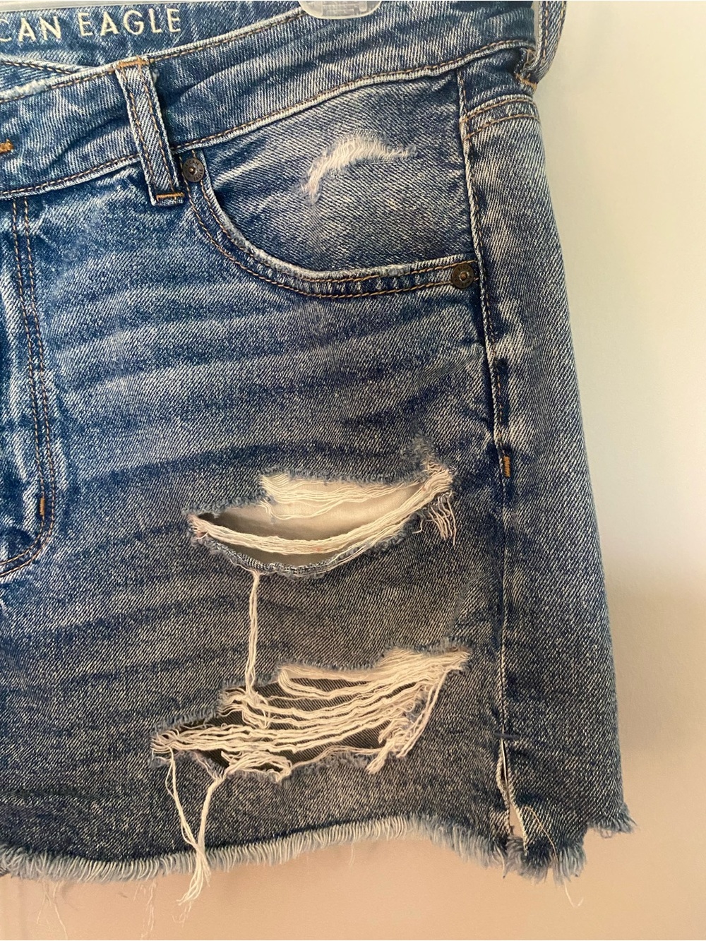 American Eagle Outfitters Distressed Denim Cutoff Shorts - Blue - Picture 3 of 7